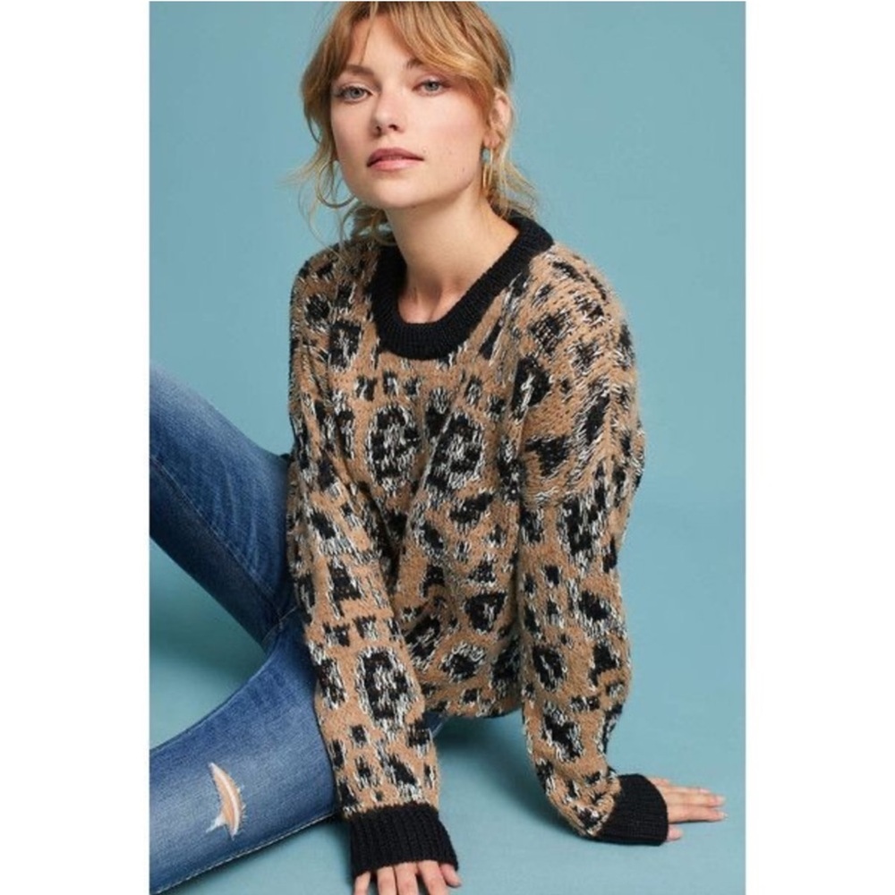 Line the Label leopard intarsia sweater size L